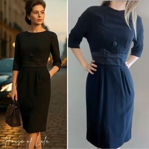 Vintage Madmen style fitted black cocktail dress